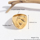 New Irregular Stainless Steel Chunky Dome Ring for Women Men Statement Croissant Ring Wide Double Layer Rings Party Jewelry Gift