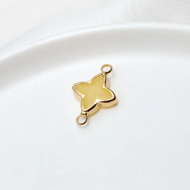 6pcs Diy Accessories Copper Bag Edge Jelly Color Flower Star Pendant Earring Bracelet  Handmade Material Jewelery Charms