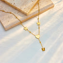 DIEYURO 316L Stainless Steel Heart Butterfly Long Pendant Necklace For Women New Trend Girls Clavicle Chain Party Jewelry Gifts