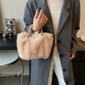 Luxury Plush New Handbag Winter Soft Faux Fur Crossbody Bag 2023 Fashion Women Fluffy Top-Handle Bags Ladies Pleated Satchel Bag
