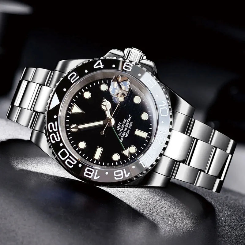 Gold Tow Tone NH34A GMT Movement Diving Watch for Men Automatic Watches Mechanical Swim Jubilee Bracelet 200m Waterproof Date