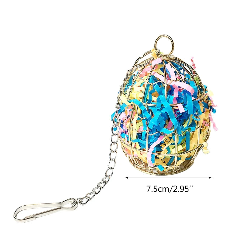 1pc Random colors Parrot toy metal cage Bird chewing toys Small pet hamster feeding toys Fruit basket Rabbit foraging Bird toys