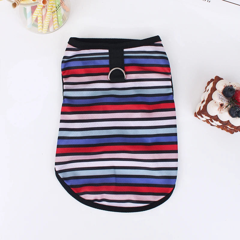 Striped Puppy Sleeveless Vest Spring Summer Pet Clothes for Small and medium Dogs Pomeranian Pullovers Kitten Towable T-shirts