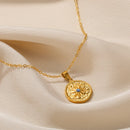 Love Heart Stainless Steel Necklace for Woman Gold Color Zircon Fashion Pendant Chain Jewelry collares para mujer