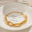 Stainless Steel Bread Texture Chain Splicing Waterproof Bracelet 18K Gold PVD Plated Fashion Jewelry Gift New