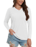 TACVASEN Cotton UPF50+ Sun Protection T-Shirts Womens Fashion V-Neck Long Sleeve Casual Tops Breathable Soft Outdoor Tee Shirts