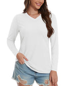 TACVASEN Cotton UPF50+ Sun Protection T-Shirts Womens Fashion V-Neck Long Sleeve Casual Tops Breathable Soft Outdoor Tee Shirts