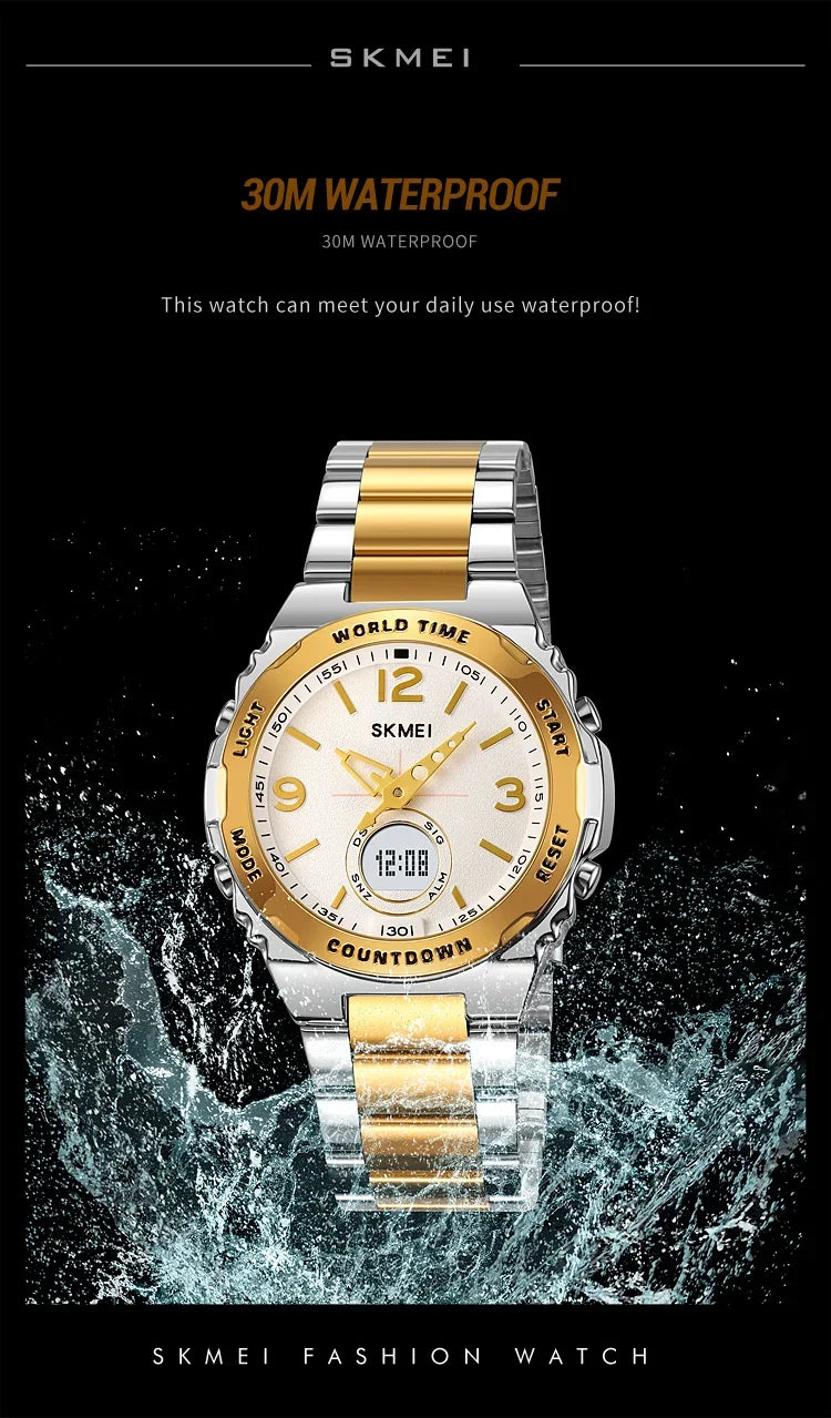 Reloj electrónico SKMEI 2310 resistente al agua para hombre, reloj de pulsera digital de acero inoxidable, reloj de lujo para hombre, reloj con movimiento, reloj para hombre