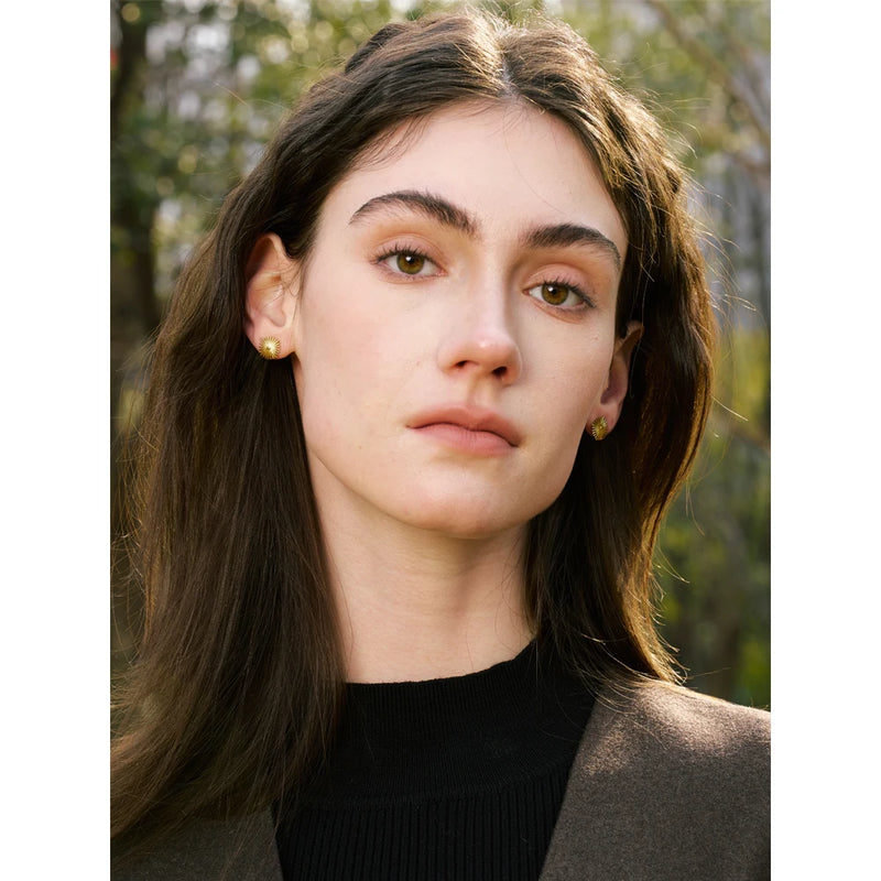 Yhpup 316L Stainless Steel Small Flower Daily Stud Earrings for Women Waterproof Metal Versatile Attractive Jewelry Gift