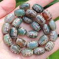 8pcs ,10x14mm Natural Green Agate Ancient Tibet Dzi beads, Many patterns, For DIY Jewelry making !