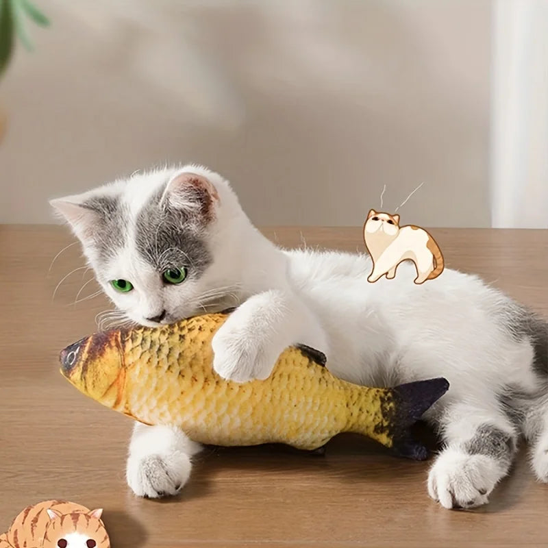 1pc Fish Design Pet Plush Toy, Chew Durable Cat Toy For Cat Interactive Supply