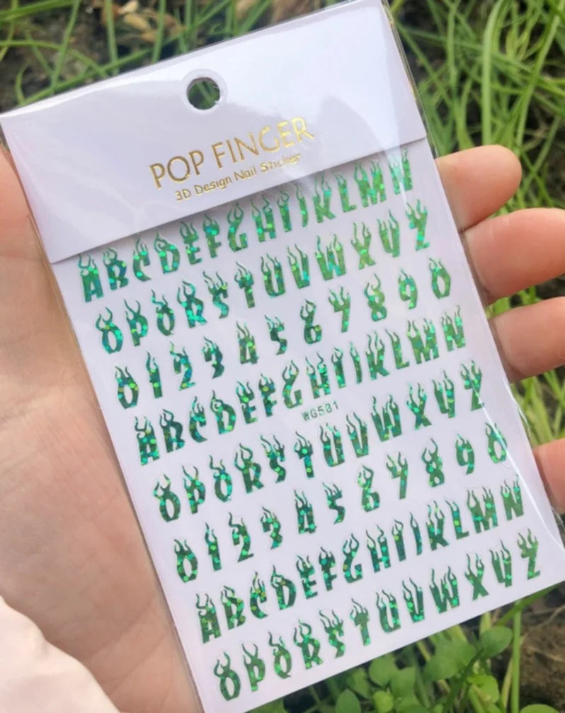 Newest Black Numbers English Letter Design 3d Self Adhesive Decal Slider DIY Decoration Manicure Tools Nail Sticker Accessories