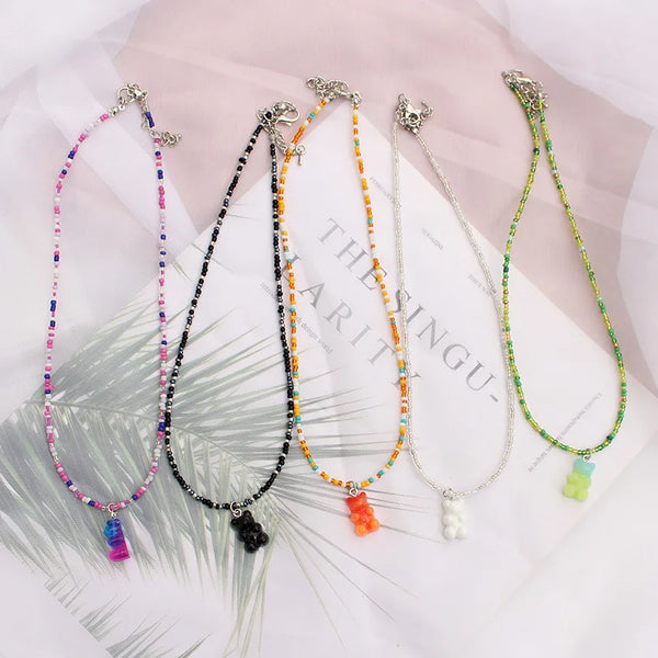 2022  Fashion Korean Woman Boho  Pendant  Choker Colorful Short Chain  Collar Female  Handmade Necklace Jewelry Gift