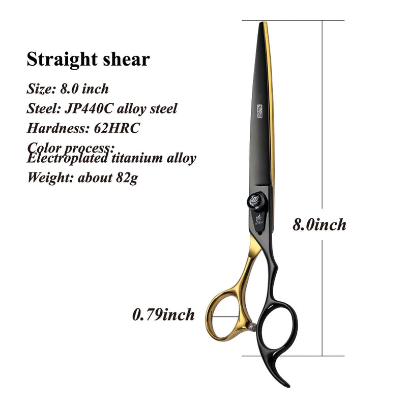 Fenice Pet Professional Dog Grooming Scissors Cutting Curved Thinning Shear Set Japan 440C Scissor Kit for Animal Beauticians