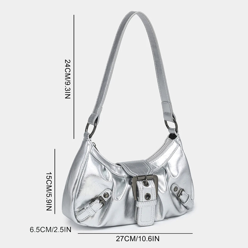 Women's Pleated Hobo Red Shoulder Bag for Women PU Leather Clutch Handbag Purse Y2K Bag for Girls Chic Travel Commuter Bag