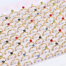 10Pcs/Lot Fashion Classic Rhinestone Stainless Steel Rings For Women Simple Shiny Colorful Finger Jewelry Wedding Party Gifts