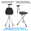Telescopic Crutch Chair, Three-Legged Walking Stick, Folding Cane Stool, Multi-Functional Elderly Aid With Stability