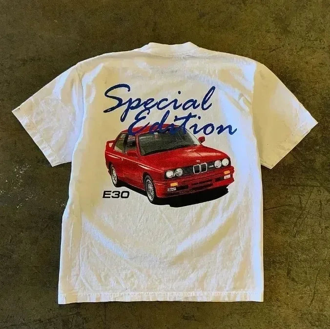 2024 New Kawaii Oversized Pattern Y2K New Retro Pure Cotton Print Women's Round Neck Loose T-shirt Street Couple Clothing