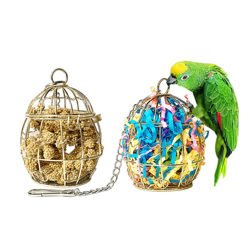 1pc Random colors Parrot toy metal cage Bird chewing toys Small pet hamster feeding toys Fruit basket Rabbit foraging Bird toys