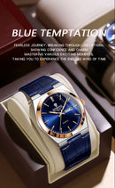 BINBOND New Authentic Youth Men's Quartz Watchwith Fashion Leather Strap Waterproof Luminous Calendar Luxury Business Men Watch