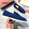2025 Loafers Summer Walk Shoes Moccasines Suede Women Spring Autumn Fashion CausaleLeather Metal Pendant Flat Lazy SlipOn Shoes