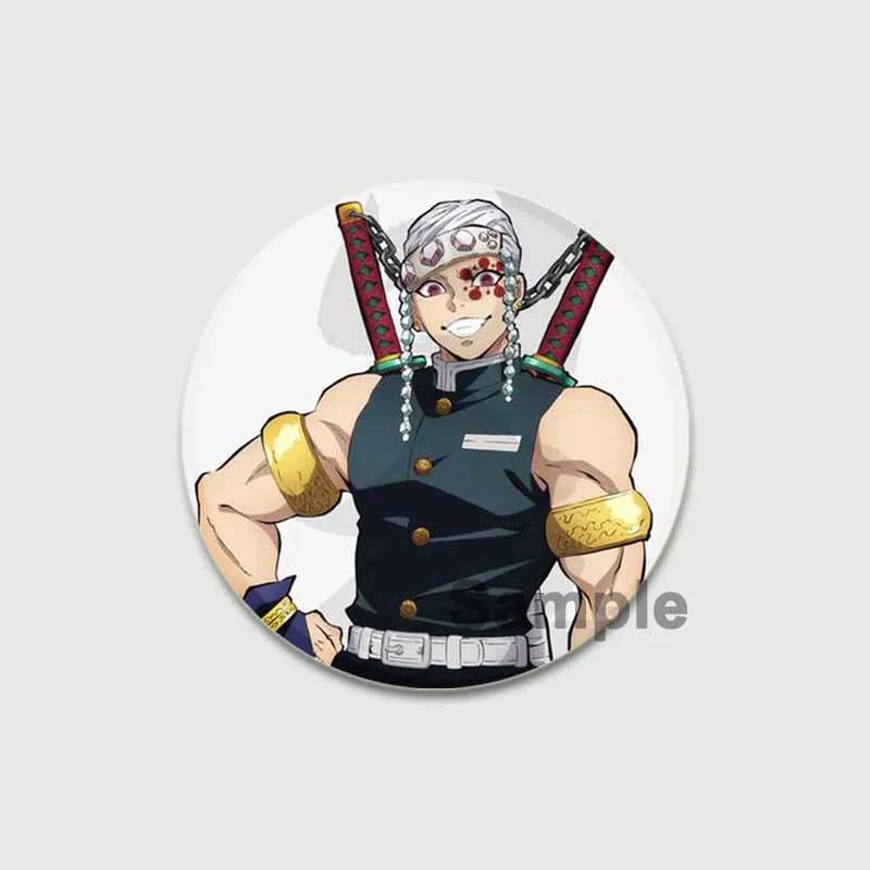 58/32/44mm Anime Demon Slayer Round Brooches Cartoon Lapel Pins Cosplay Badges Backpack Clothes Bag Jewelry Accessories Gifts