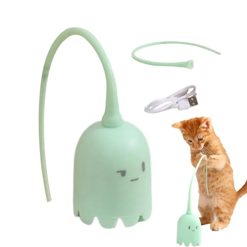 Cat Wand Toy Automatic Silicone Tail Teaser Toy Mimicking Animals Swing Tail Interactive For Bored Indoor Cats And Kittens