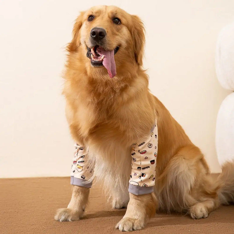 Cartoon Pet Recovery Sleeve Football/Star Pattern Soft Dog Elbow Brace Adjustable Elastic Strap Dog Front Legs Sleeve