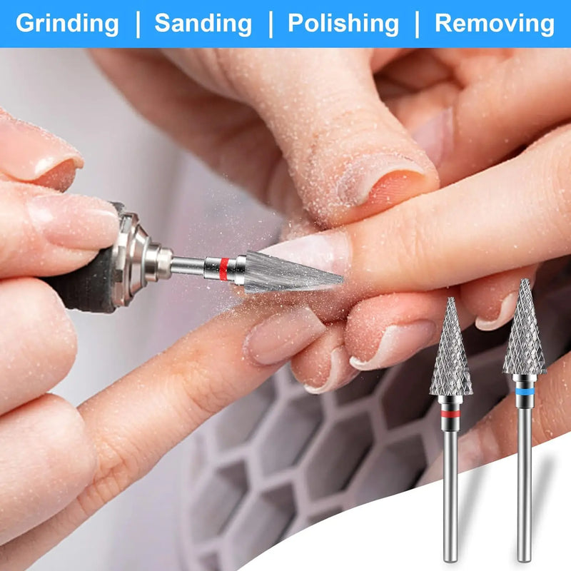 2pcs Carbide Tungsten Nail Drill Bit Set Manicure Files Pedicure Machine Tools Cuticle Remover Accessories