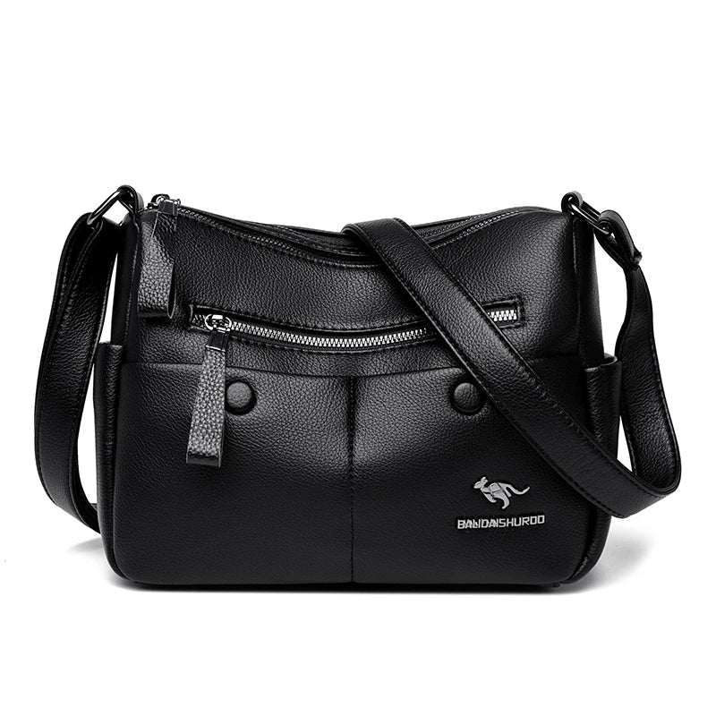 Fashion 100% Cow Leather Crossbody Luxury Designer Genuine Leather Handbag Women's Solid Color Lady Tote Shoulder Messenger Bag