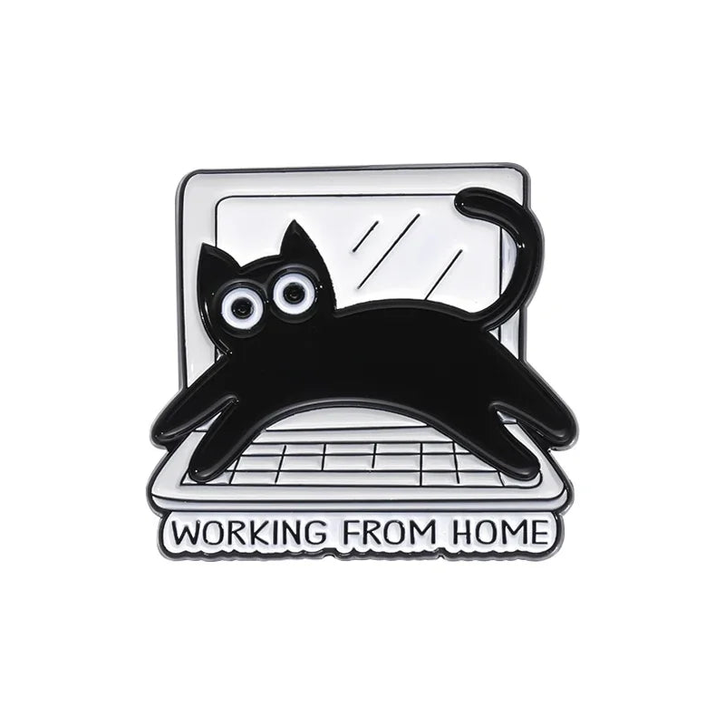 I'M A PURRGRAMMER Enamel Pins A Computer Cat That Loves Work Brooches Lapel Badge Backpack Funny Animal Punk Jewelry Gift
