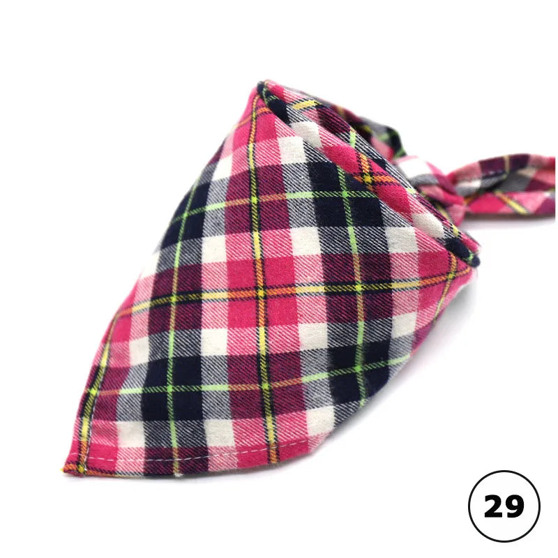 Plaid Cat Dog Bandana Pet Puppy Soft Cotton Bandanas Handkerchiefs Scarfs Triangular Bandages Accessories for Kittens Puppies