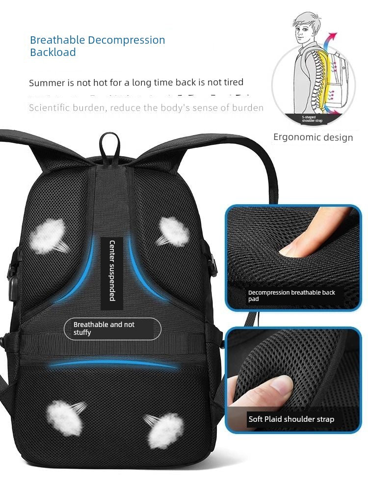 Backpack Men Large Capacity Business Travel Bag Computer Backpack Hiking Backpack Junior High School College Students Schoolbag New Travel