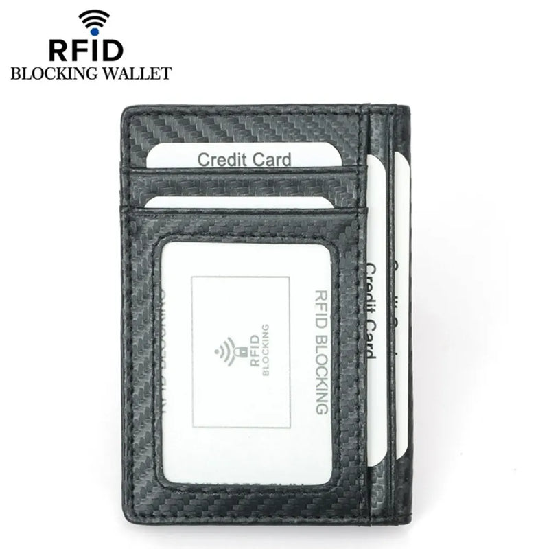 Thin Credit Card Holder PU Leather Black Carbon Fiber Slim RFID Wallets Leather Driver License Cover Holder For Men Card Wallets