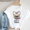 Frenchies In Love Animal Print T-Shirt Women'S Clothing French Bulldog Tshirt Femme Harajuku Kawaii Clothes Dog Lover T Shirt