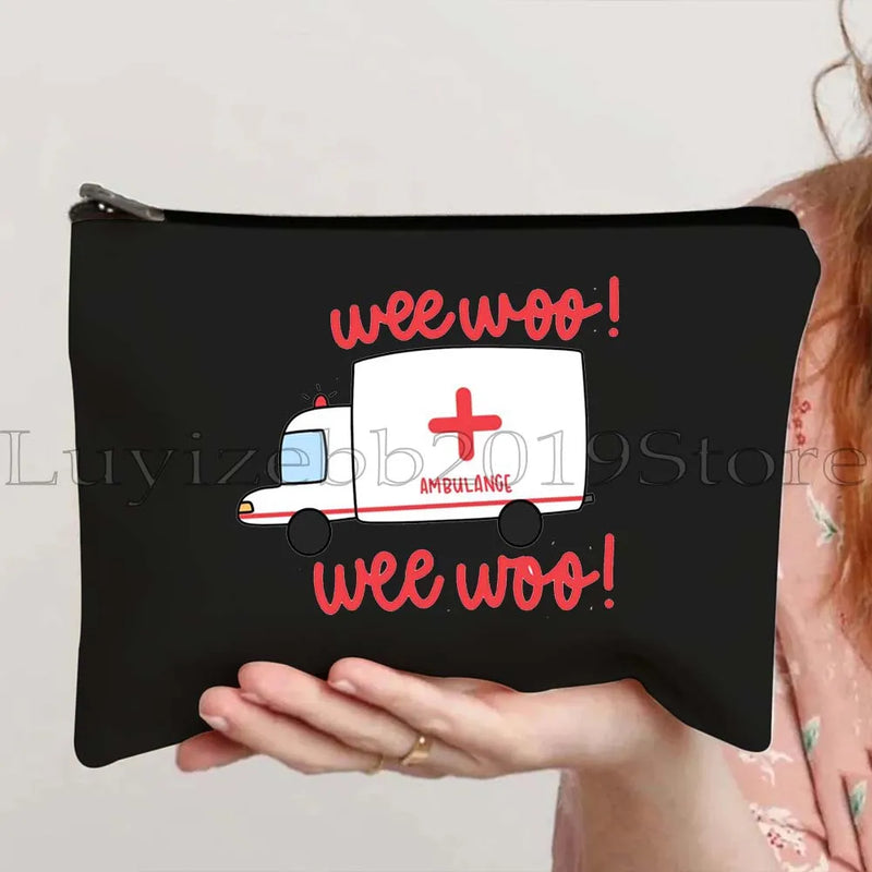 Anatomy Medical Nursing Student Nurse Doctor Flower Stethoscope Brain Canvas Cosmetic Makeup Toilet Bag Pencil Case Zipper Pouch