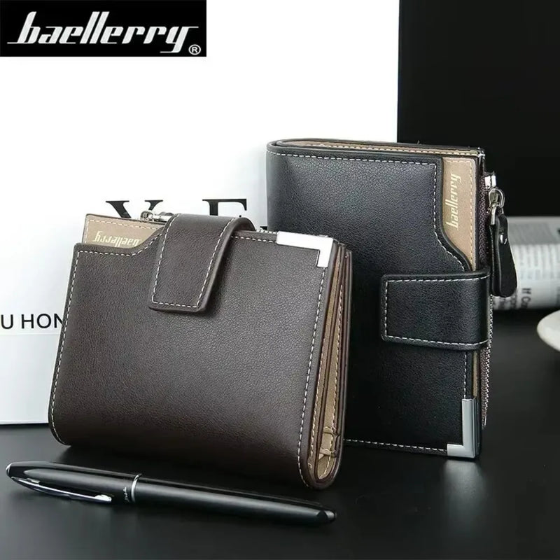Men Casual Short Wallet Fashion Buckle Multi Functional Zipper Wallet Coin Purse Multi Card Business Wallets for Men 2023