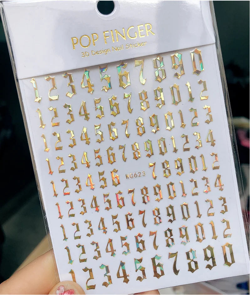 Newest Black Numbers English Letter Design 3d Self Adhesive Decal Slider DIY Decoration Manicure Tools Nail Sticker Accessories