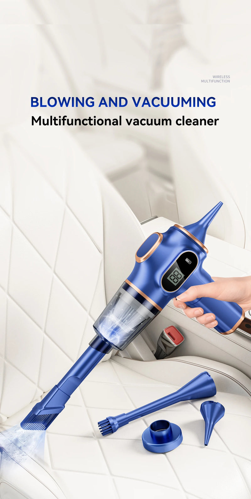 BELIBUY Car Vacuum Cleaner Home Appliance With Display Screen Mini Vacuum Cleaner Household Carpet Cleaner Cleaning Machine