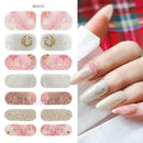 Gel Nail Stickers Lacquer Strips Full Cover Adhesive Slider Wraps With Line Foil Design Sanding File Nail Art Accessories LAJX22