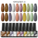 Mtssii 10PCS Reflective Gel Nail Polish Set Fluorescent Glitter Semi Permanent Hybrid Gel Varnish Soak Off UV Lamp For Manicure