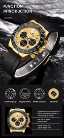 LIGE Top Brand Luxury FOXBOX Men Watch Calendar Date Week Quartz Wristwatch Dual Display Digital Watches Mens Luminous Clock Man