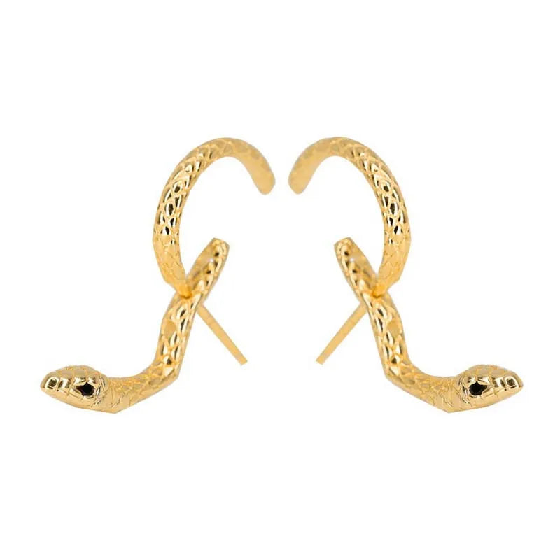 Exaggerated Golden Color Vivid Snake Earrings For Women Punk Gothic Animal Personality Ear Jewelry Girls Party Festival Gifts