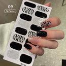 New 16 Strips Autumn Nail Stickers Full Cover Nail Patch Leopard Print 3D Nail Stickers Nail Polish Strips DIY Nail Art Making