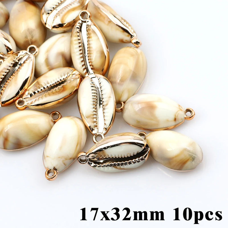 5-20pcsAcrylic Gold Plated Color Conch Sea Shell Charms Pendants Beads Jewelry Making Accessories DIY Handmade Necklace Bracelet