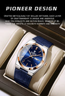 BINBOND New Authentic Youth Men's Quartz Watchwith Fashion Leather Strap Waterproof Luminous Calendar Luxury Business Men Watch