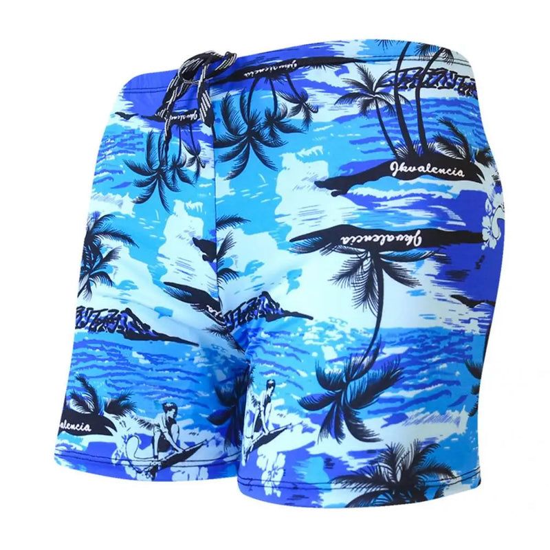 Terrific Swimming Trunks Eye-catching High Elasticity Quick Dry Sharp Printing Swimming Shorts