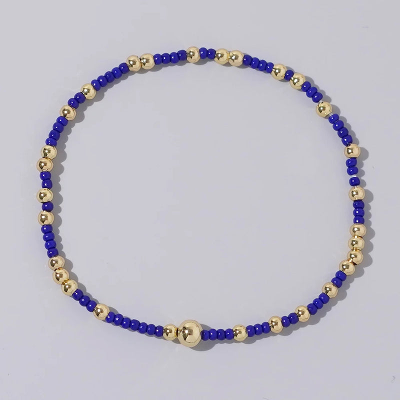1pc Beach Vocation Themed Mixed Color Design 18K Gold Plated Copper & Bead Bracelet Cute & Luck For Festival Jewelry Gift