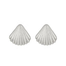 Fashion Striped Small Earrings For Women Cute Ocean Shell Double Shell Texture Stud Earrings Beach Boho Jewelry