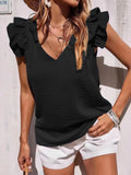 Spring/Summer European and American Women's Casual V-neck Ruffle Edge Tank Top Summer Sleeveless Shirt Women's